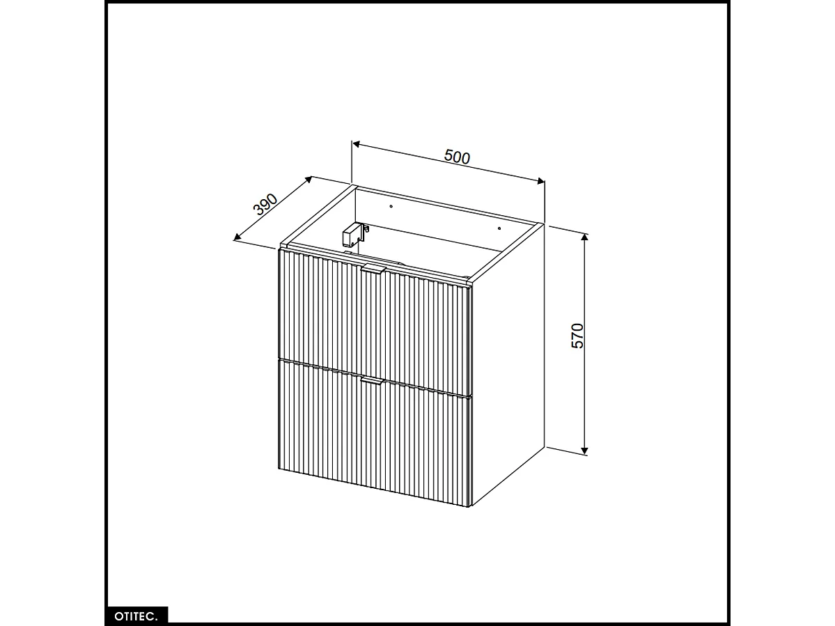 Meuble sous vasque - 50 cm - avec Vasque à encastrer - ROSEAU
