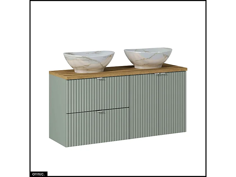 Ensemble de meubles sous vasque - 120 cm - avec Plan - 2 Vasques - ROSEAU