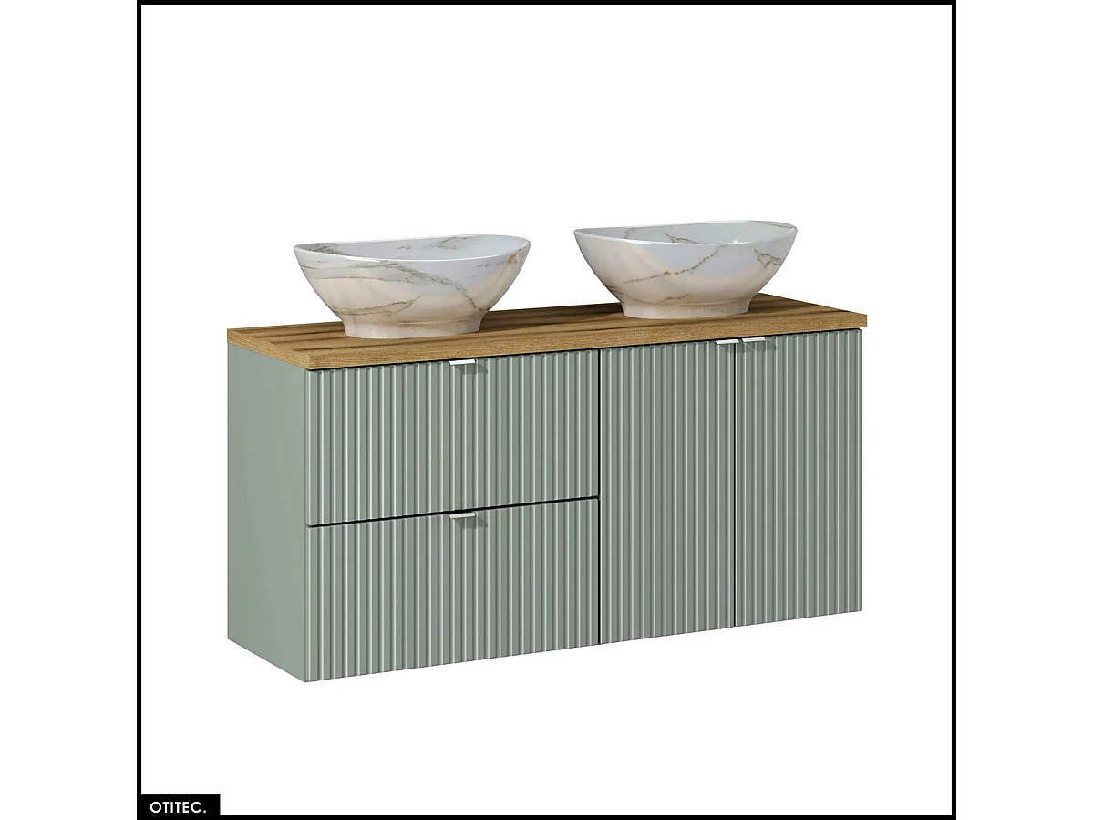 Ensemble de meubles sous vasque - 120 cm - avec Plan - 2 Vasques - ROSEAU