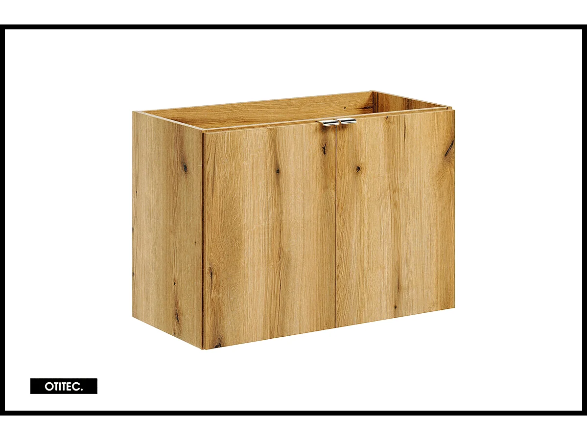 Meuble sous vasque de 80 cm - avec plan - Noir/Oak - 2 portes - VOLTA OAK