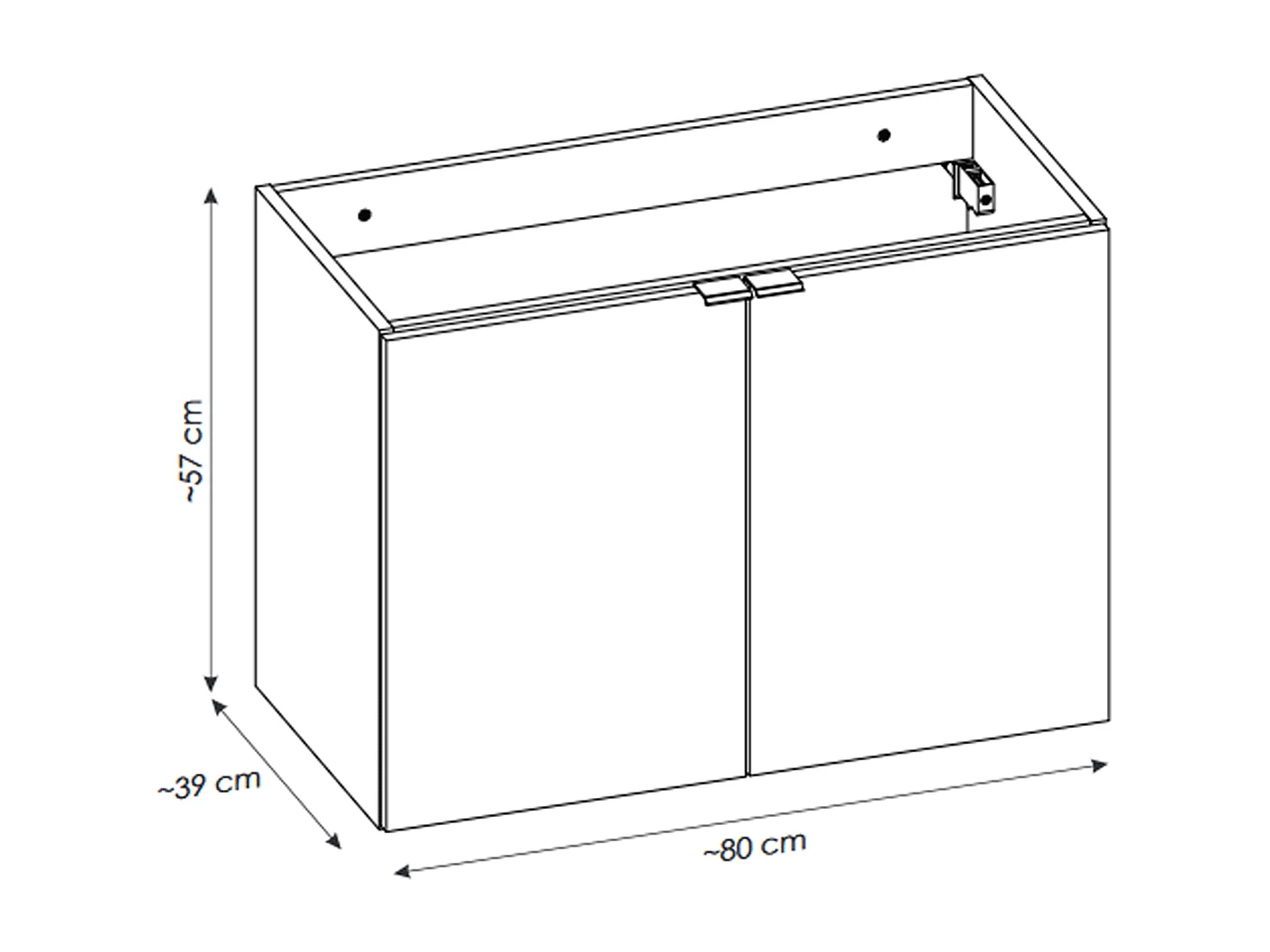 Meuble sous vasque de 80 cm - avec plan - Noir/Oak - 2 portes - VOLTA OAK