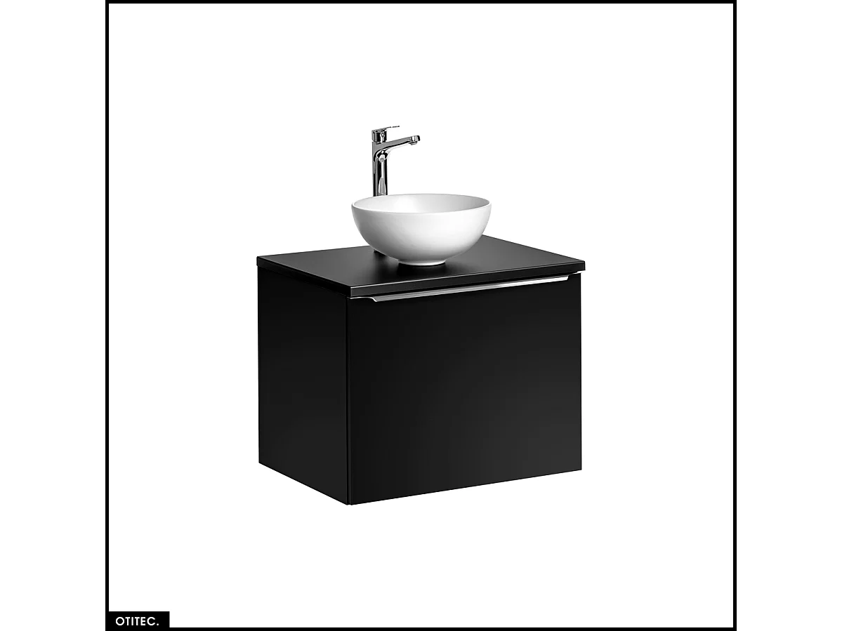 Meuble sous vasque - 60 cm - avec Vasque à poser et Plan - BOLD BLACK