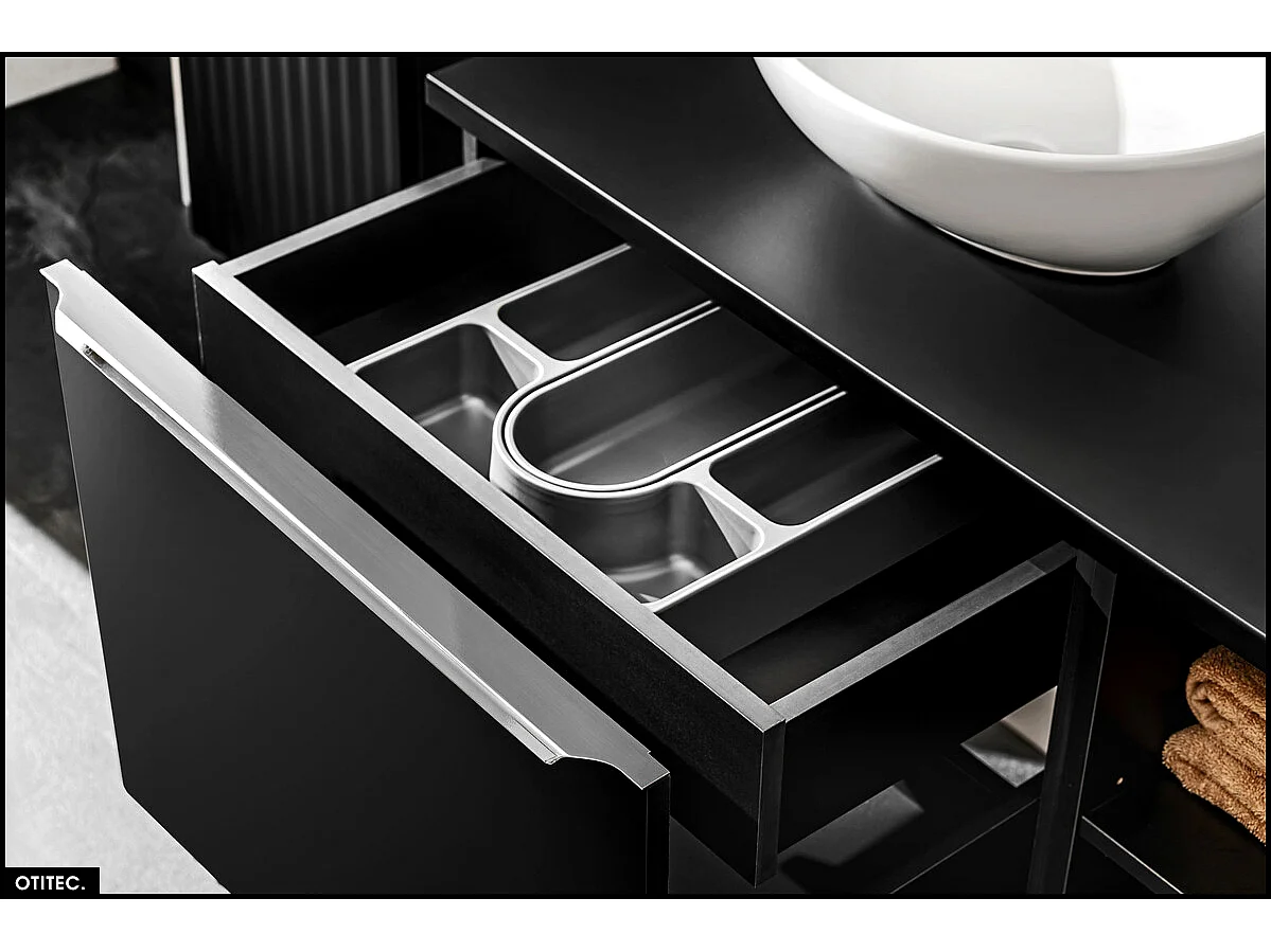 Set de meubles sous vasque - 180 cm - avec 2 Vasques à poser et Plan - BOLD BLACK