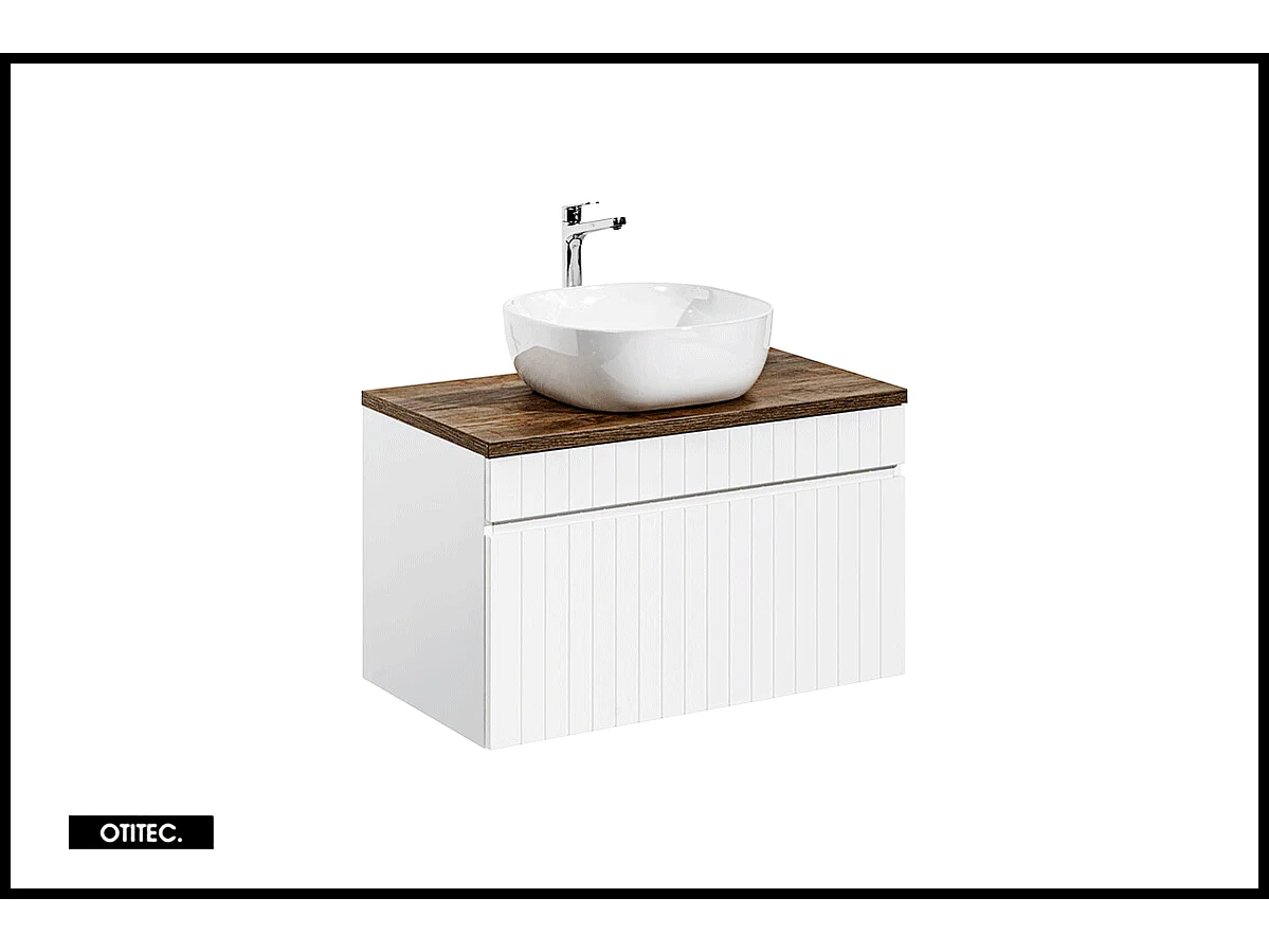 Meuble sous vasque de 80 cm - avec vasque à poser - avec plan - 1 tiroir - MINO