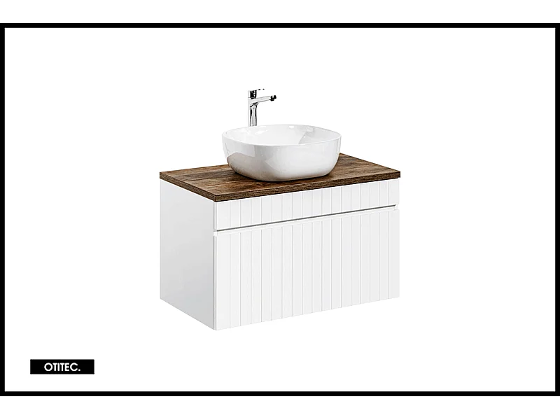 Meuble sous vasque de 80 cm - avec vasque à poser - avec plan - 1 tiroir - MINO