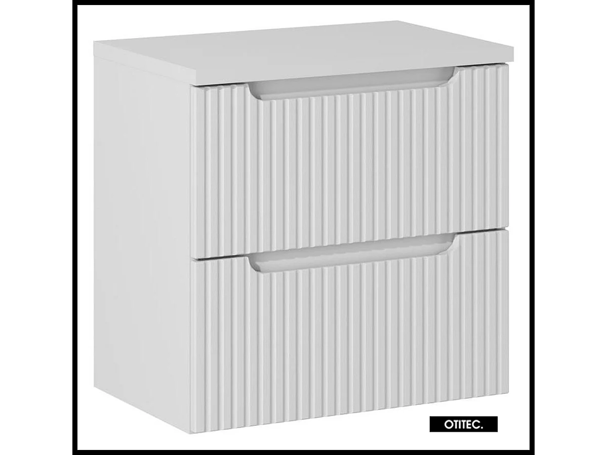 Meuble sous vasque de 60 cm - avec plan - Blanc - 2 tiroirs - VOLTA WHITE