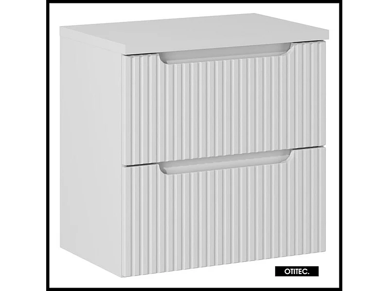 Meuble sous vasque de 60 cm - avec plan - Blanc - 2 tiroirs - VOLTA WHITE