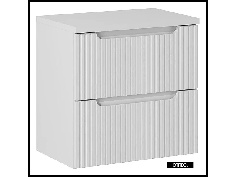 Meuble sous vasque de 60 cm - avec plan - Blanc - 2 tiroirs - VOLTA WHITE