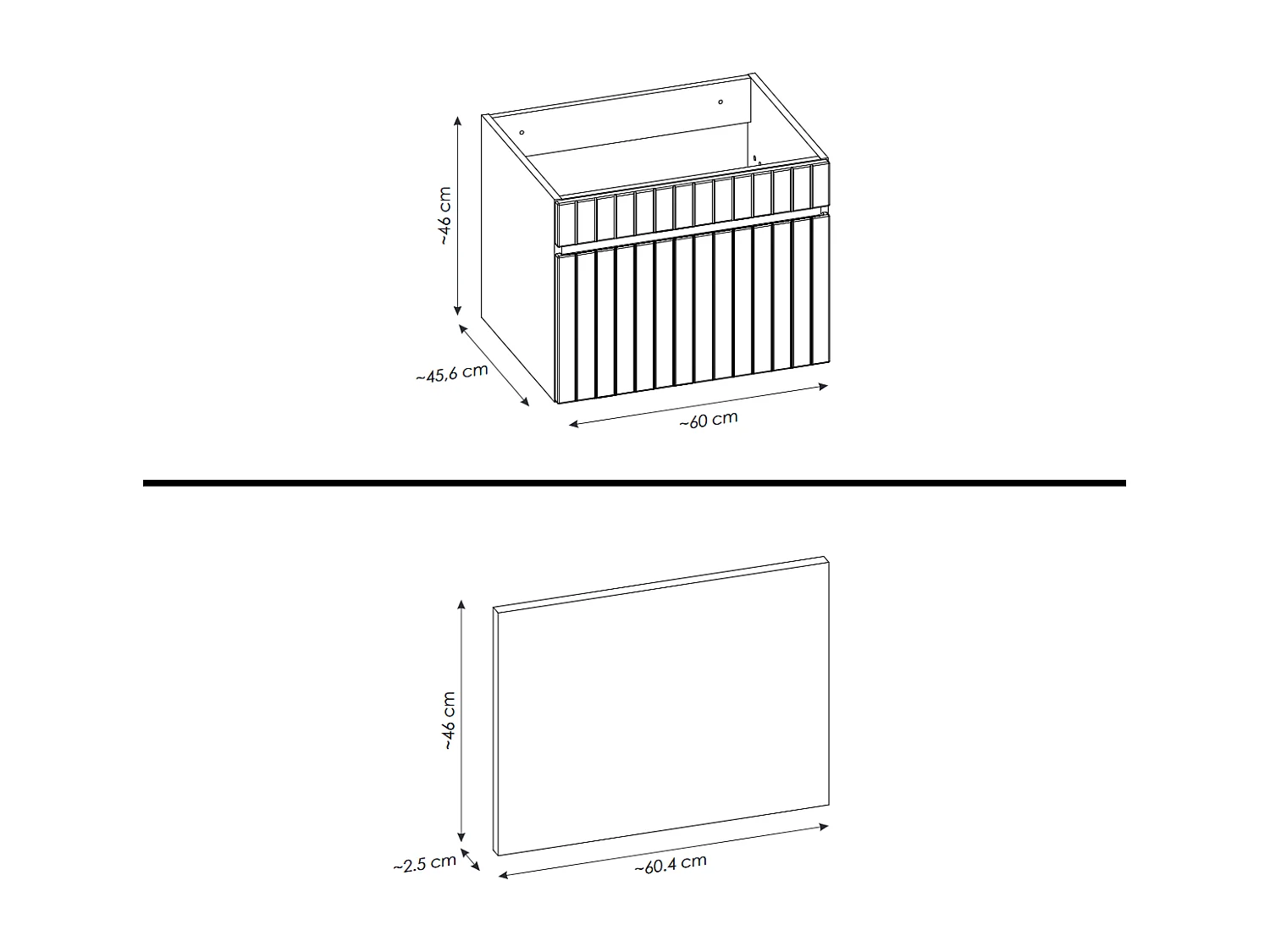 Meuble sous vasque de 60 cm - avec plan - 1 tiroir - MINO