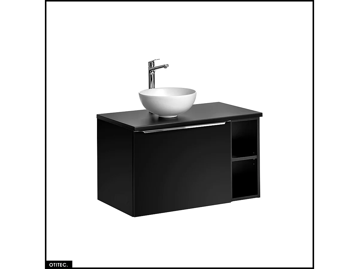 Meubles sous vasque - 80 cm - avec Vasque à poser et Plan - BOLD BLACK