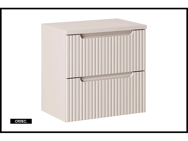 Meuble sous vasque de 60 cm - avec plan - Cachemire Mat - 2 tiroirs - VOLTA CASHMERE