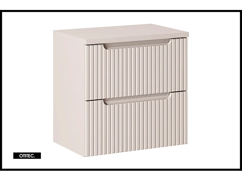 Meuble sous vasque de 60 cm - avec plan - Cachemire Mat - 2 tiroirs - VOLTA CASHMERE