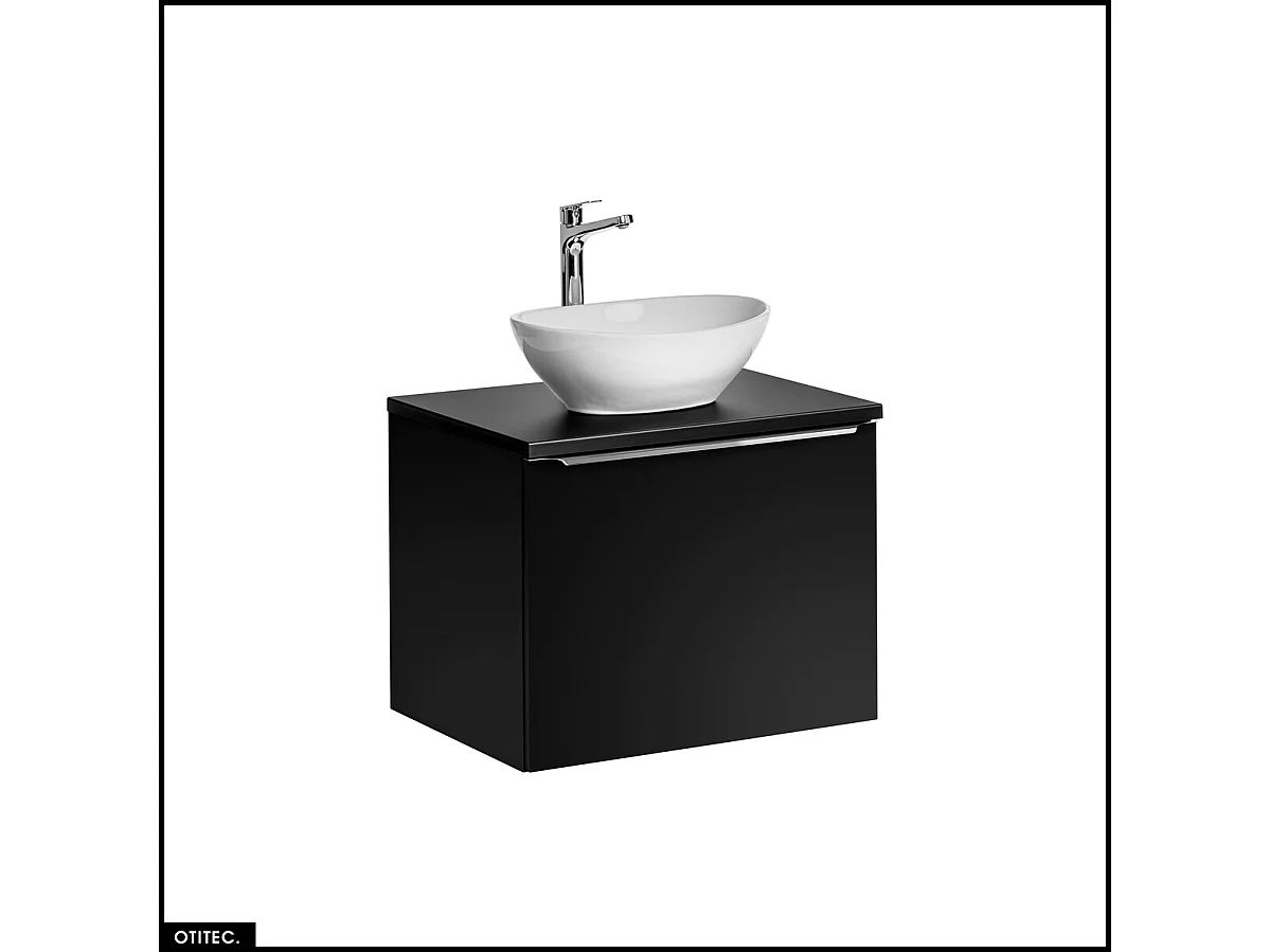 Meuble sous vasque - 60 cm - avec Vasque à poser et Plan - BOLD BLACK