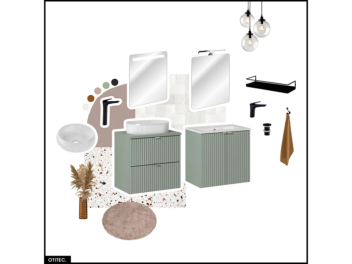 Meuble sous vasque - 60 cm - avec Plan - ROSEAU