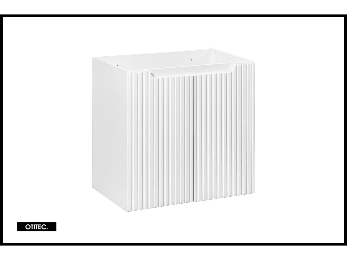 Meuble sous vasque de 60 cm - avec vasque à poser - avec plan - Oak/Blanc - 2 portes - VOLTA WHITE