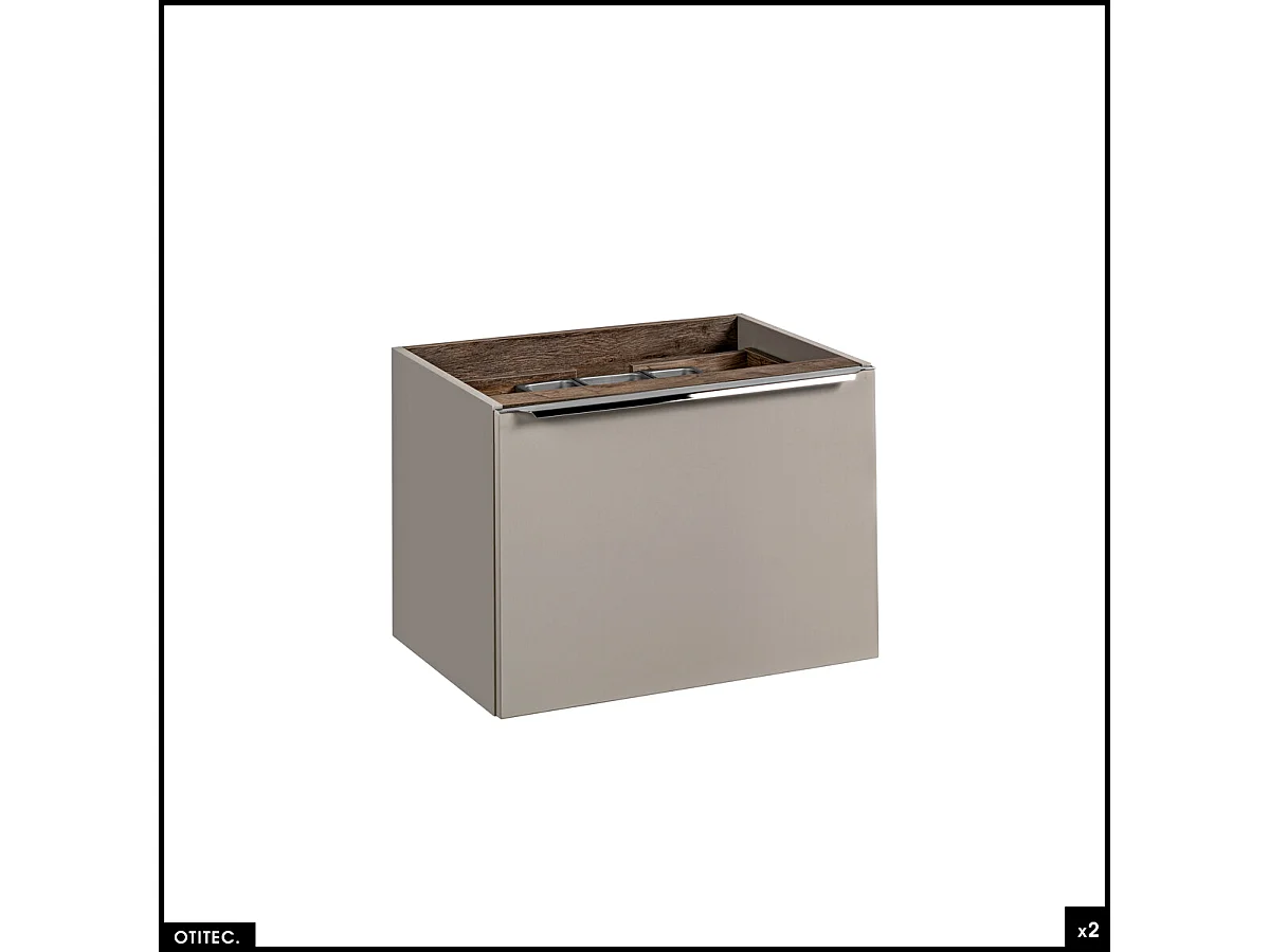 Meubles sous vasque - 140 cm - avec 2 Vasques à poser et Plan - BOLD TAUPE