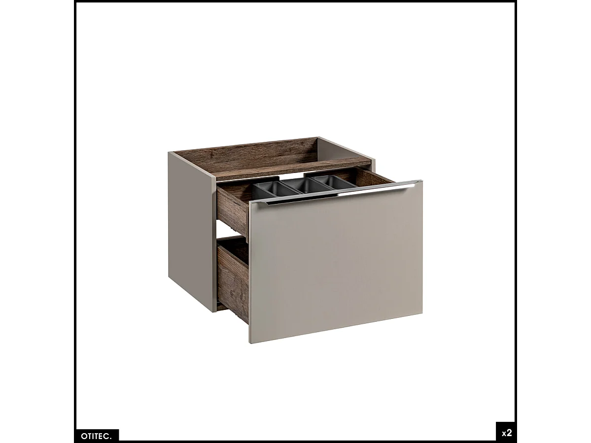 Meubles sous vasque - 140 cm - avec 2 Vasques à poser et Plan - BOLD TAUPE