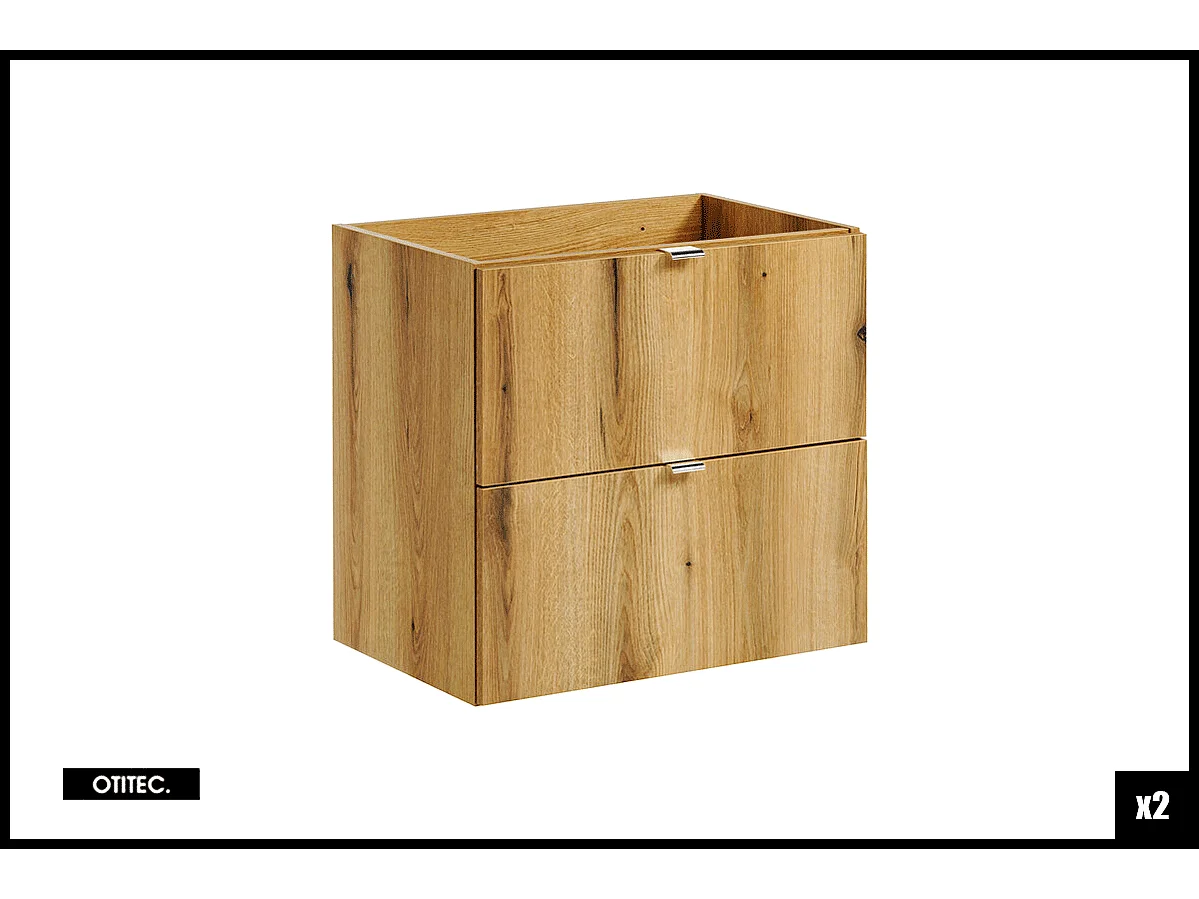 Meuble sous vasque de 120 cm - avec plan - Noir/Oak - 4 tiroirs - VOLTA OAK