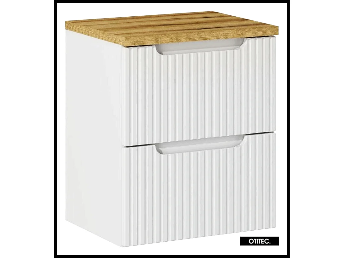 Meuble sous vasque de 50 cm - avec plan - Oak/Blanc - 2 tiroirs - VOLTA WHITE