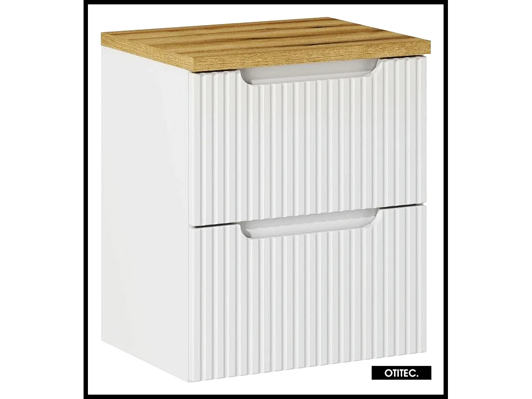 Meuble sous vasque de 50 cm - avec plan - Oak/Blanc - 2 tiroirs - VOLTA WHITE