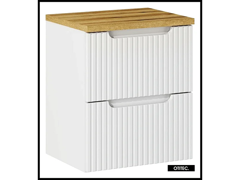 Meuble sous vasque de 50 cm - avec plan - Oak/Blanc - 2 tiroirs - VOLTA WHITE