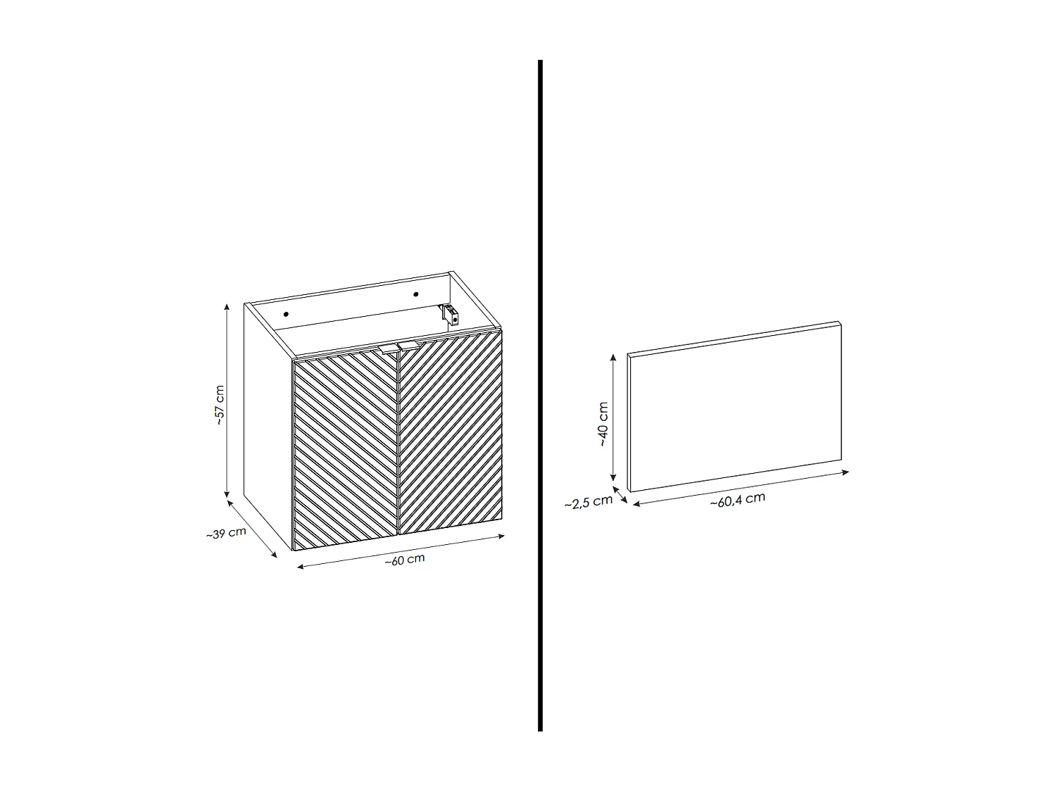 Meuble sous vasque de 60 cm - avec plan - 2 portes - DANO