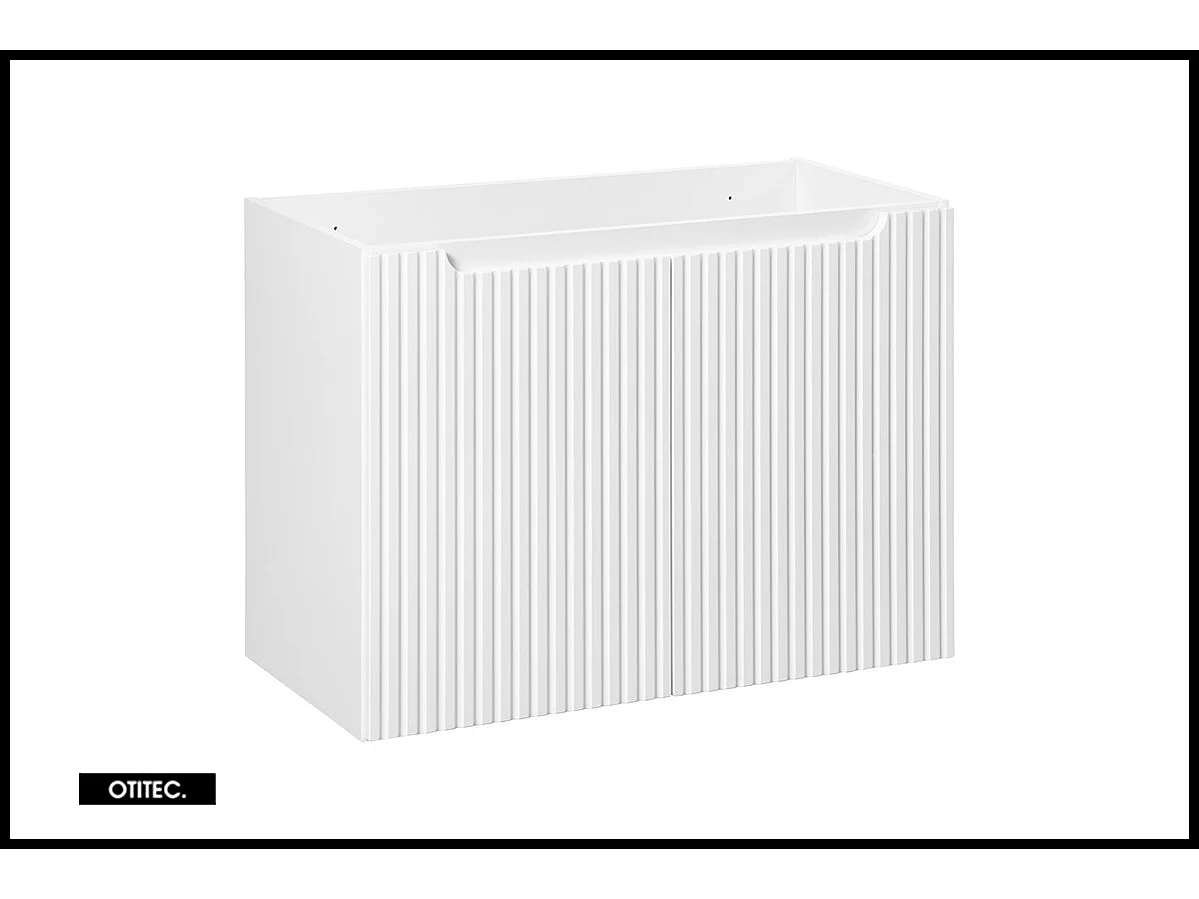 Meuble sous vasque de 80 cm - avec vasque à poser - avec plan - Blanc - 2 portes - VOLTA WHITE