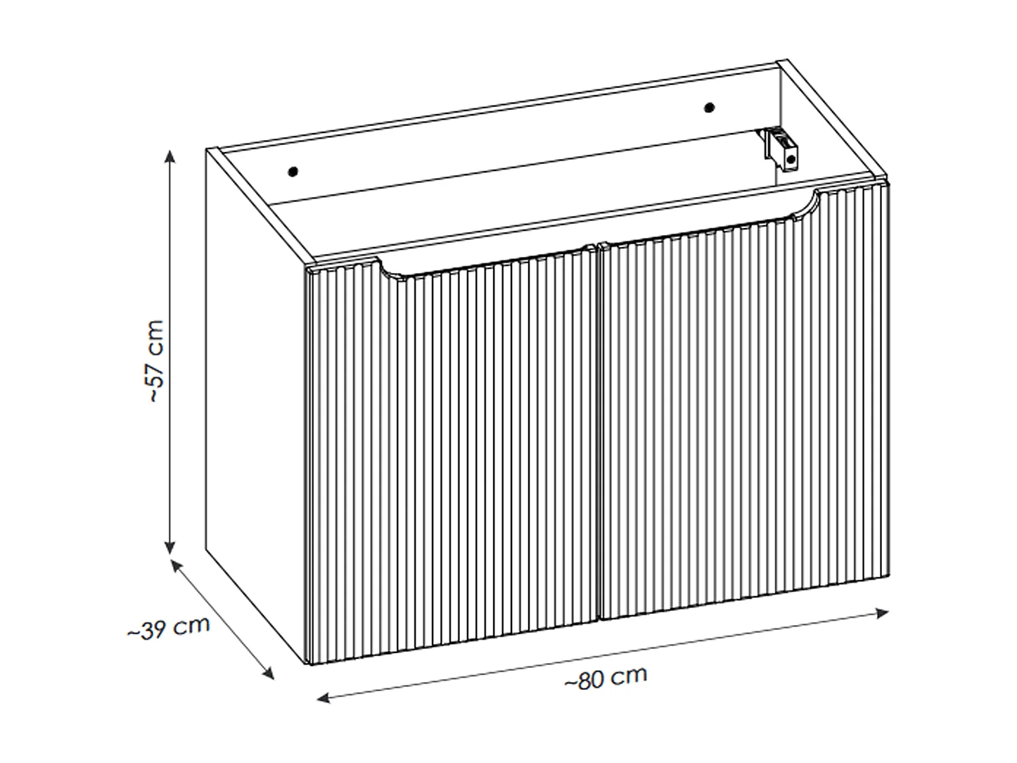 Meuble sous vasque de 80 cm - avec vasque à poser - avec plan - Blanc - 2 portes - VOLTA WHITE