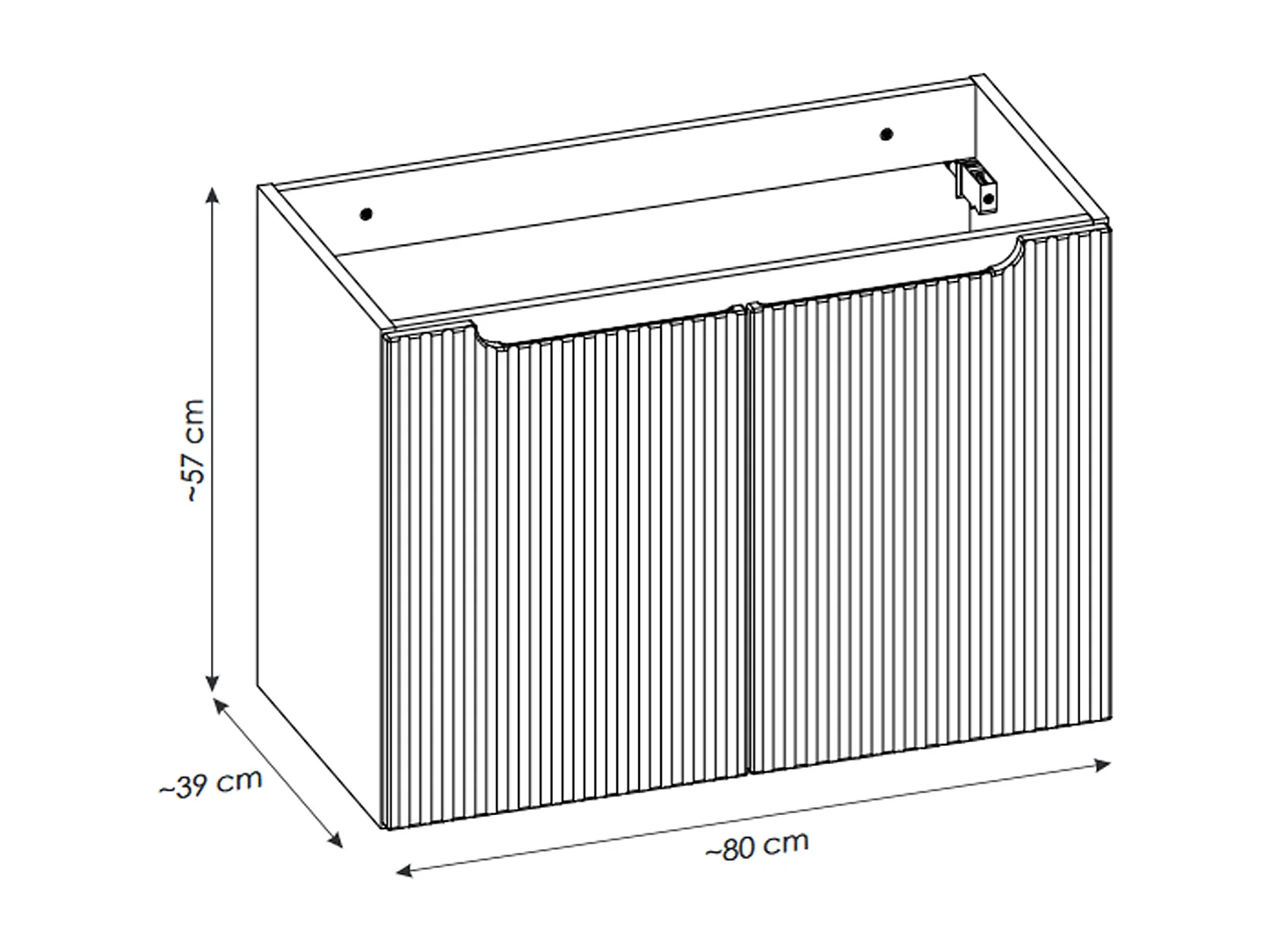 Meuble sous vasque de 80 cm - avec vasque à poser - avec plan - Blanc - 2 portes - VOLTA WHITE