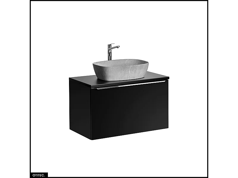 Meuble sous vasque - 80 cm - avec Vasque à poser et Plan - BOLD BLACK