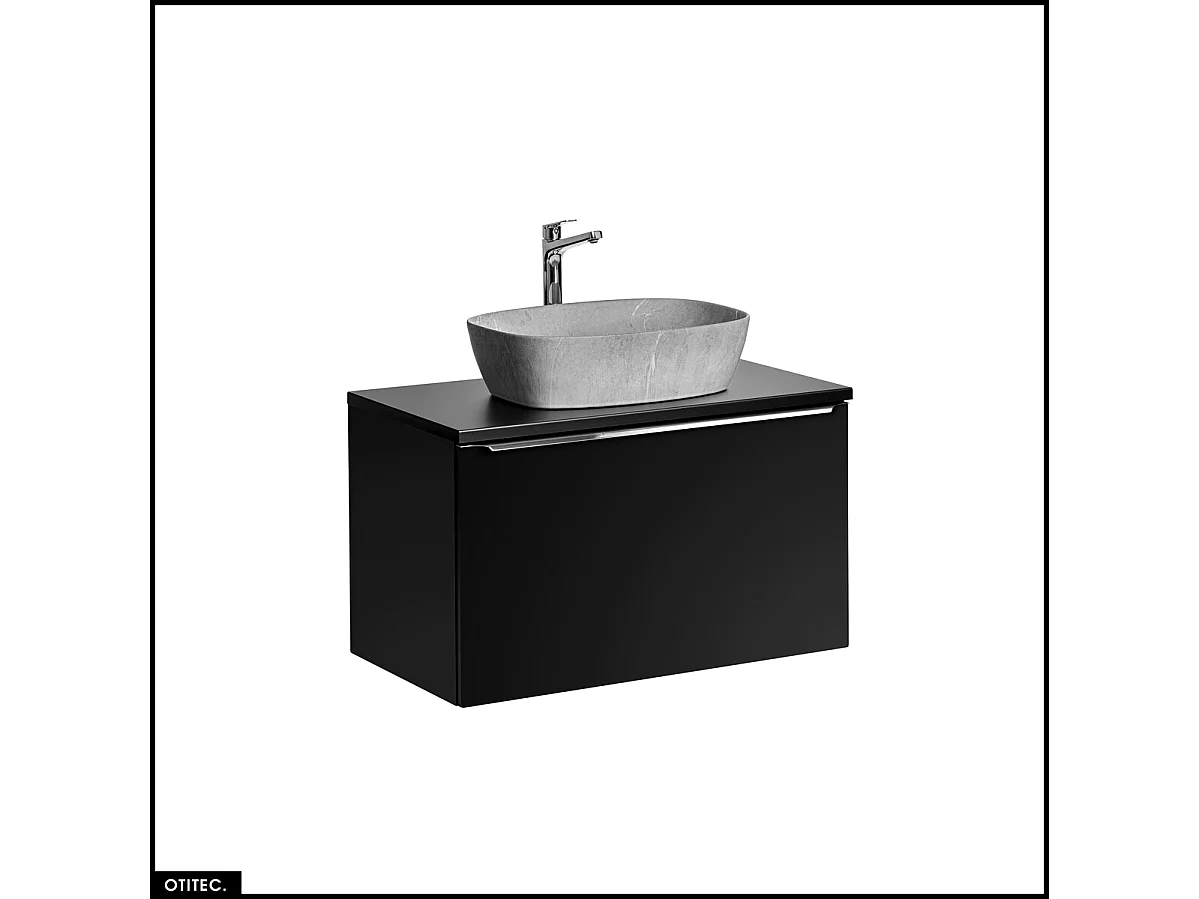 Meuble sous vasque - 80 cm - avec Vasque à poser et Plan - BOLD BLACK