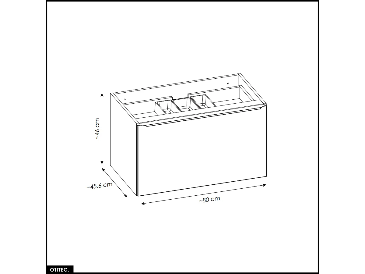 Meuble sous vasque - 80 cm - avec Vasque à poser et Plan - BOLD BLACK