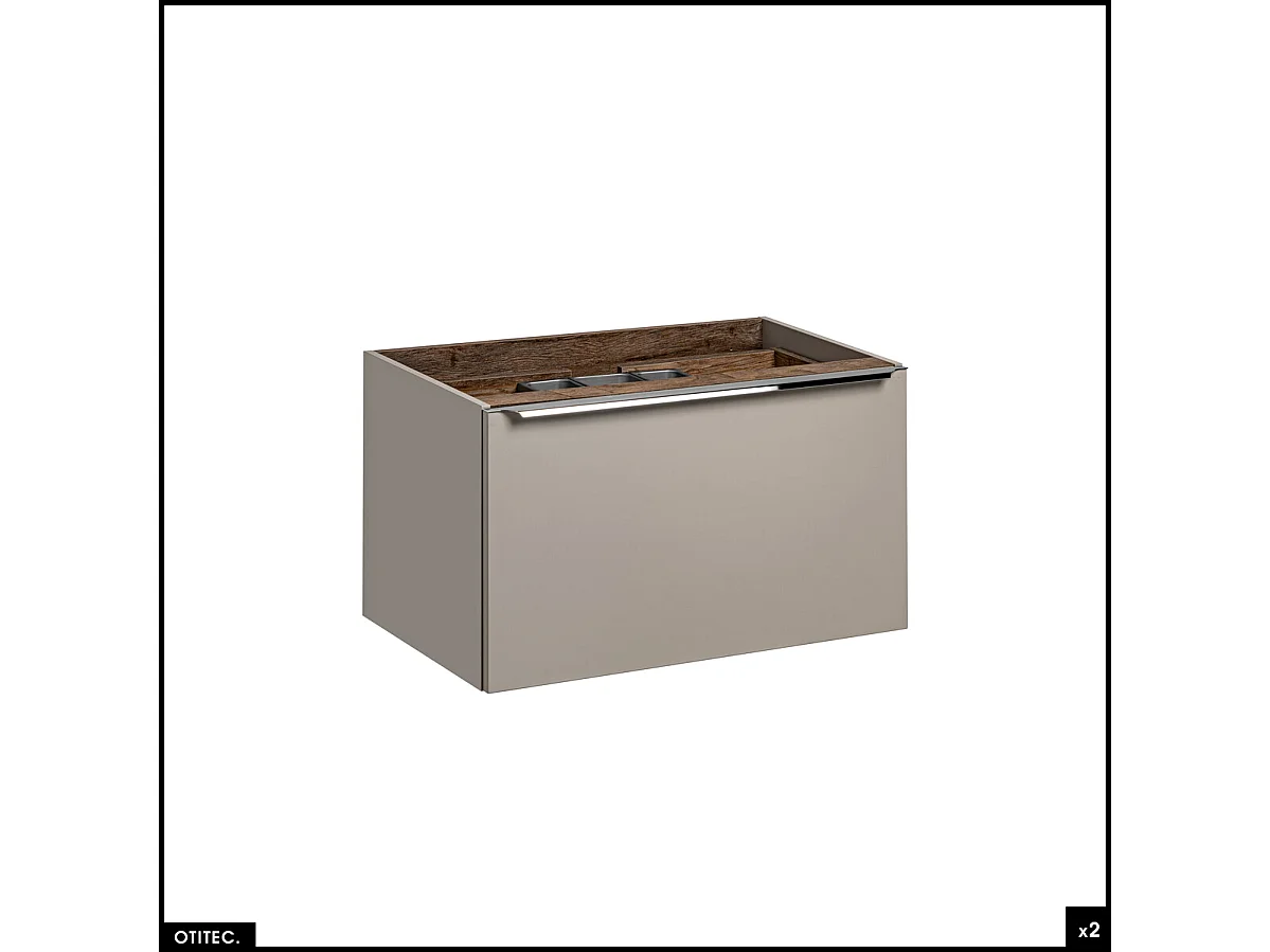 Meubles sous vasque - 180 cm - avec 2 Vasques à poser et Plan - BOLD TAUPE