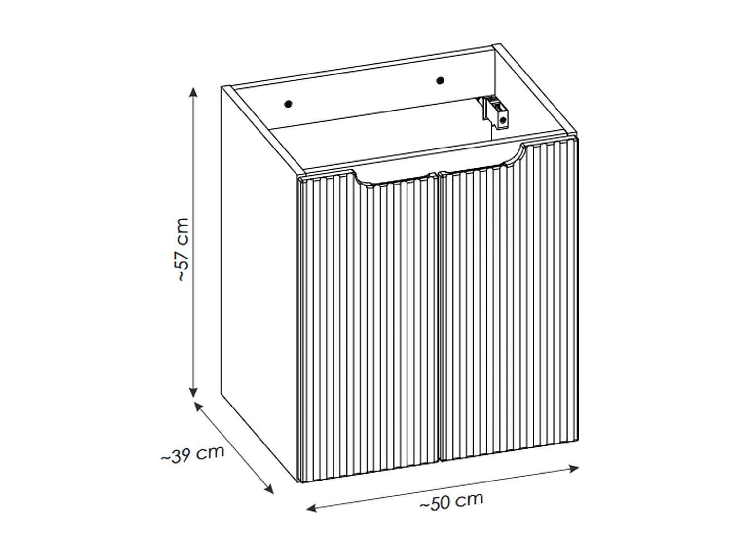 Meuble sous vasque de 50 cm - avec plan - Cachemire Mat - 2 portes - VOLTA CASHMERE