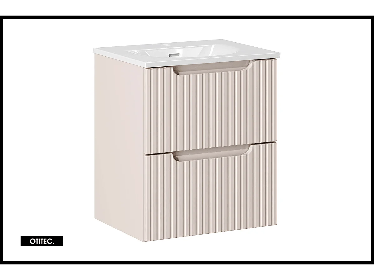 Meuble sous vasque de 50 cm - avec vasque à encastrer - Cachemire Mat - 2 tiroirs - VOLTA CASHMERE