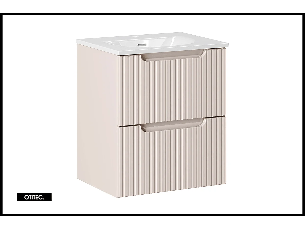 Meuble sous vasque de 50 cm - avec vasque à encastrer - Cachemire Mat - 2 tiroirs - VOLTA CASHMERE