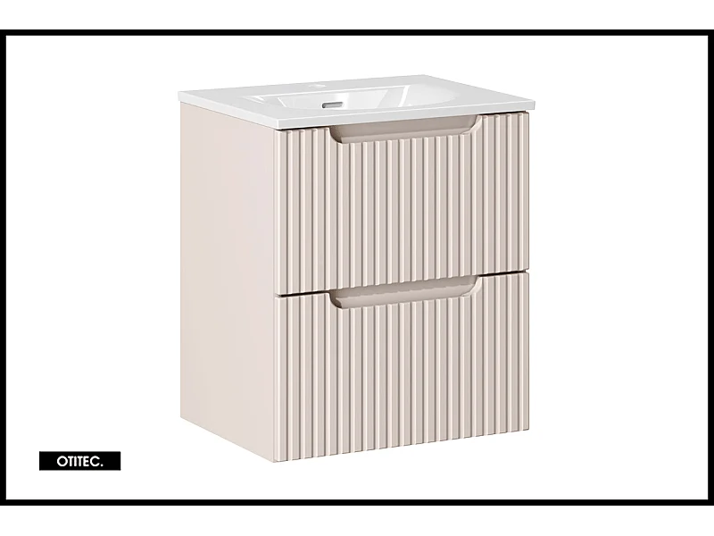 Meuble sous vasque de 50 cm - avec vasque à encastrer - Cachemire Mat - 2 tiroirs - VOLTA CASHMERE