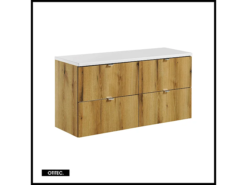 Meuble sous vasque de 120 cm - avec plan - Oak/Blanc - 4 tiroirs - VOLTA OAK