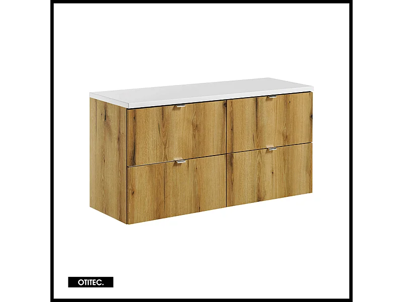 Meuble sous vasque de 120 cm - avec plan - Oak/Blanc - 4 tiroirs - VOLTA OAK