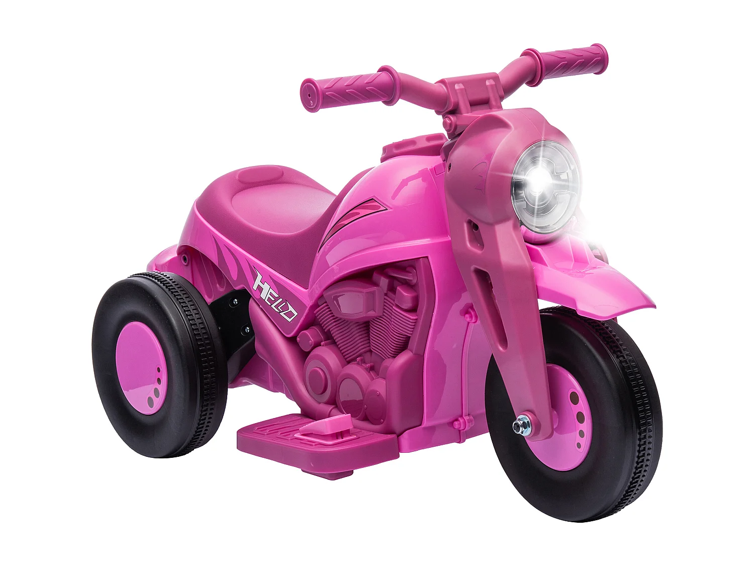 Moto électrique enfant chopper 6V env. 3Km/h 3 roues effets lumineux sonores fonction bulles rose