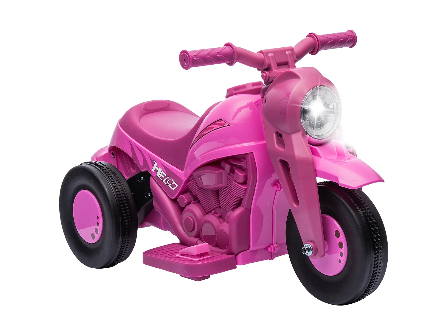 Moto électrique enfant chopper 6V env. 3Km/h 3 roues effets lumineux sonores fonction bulles rose