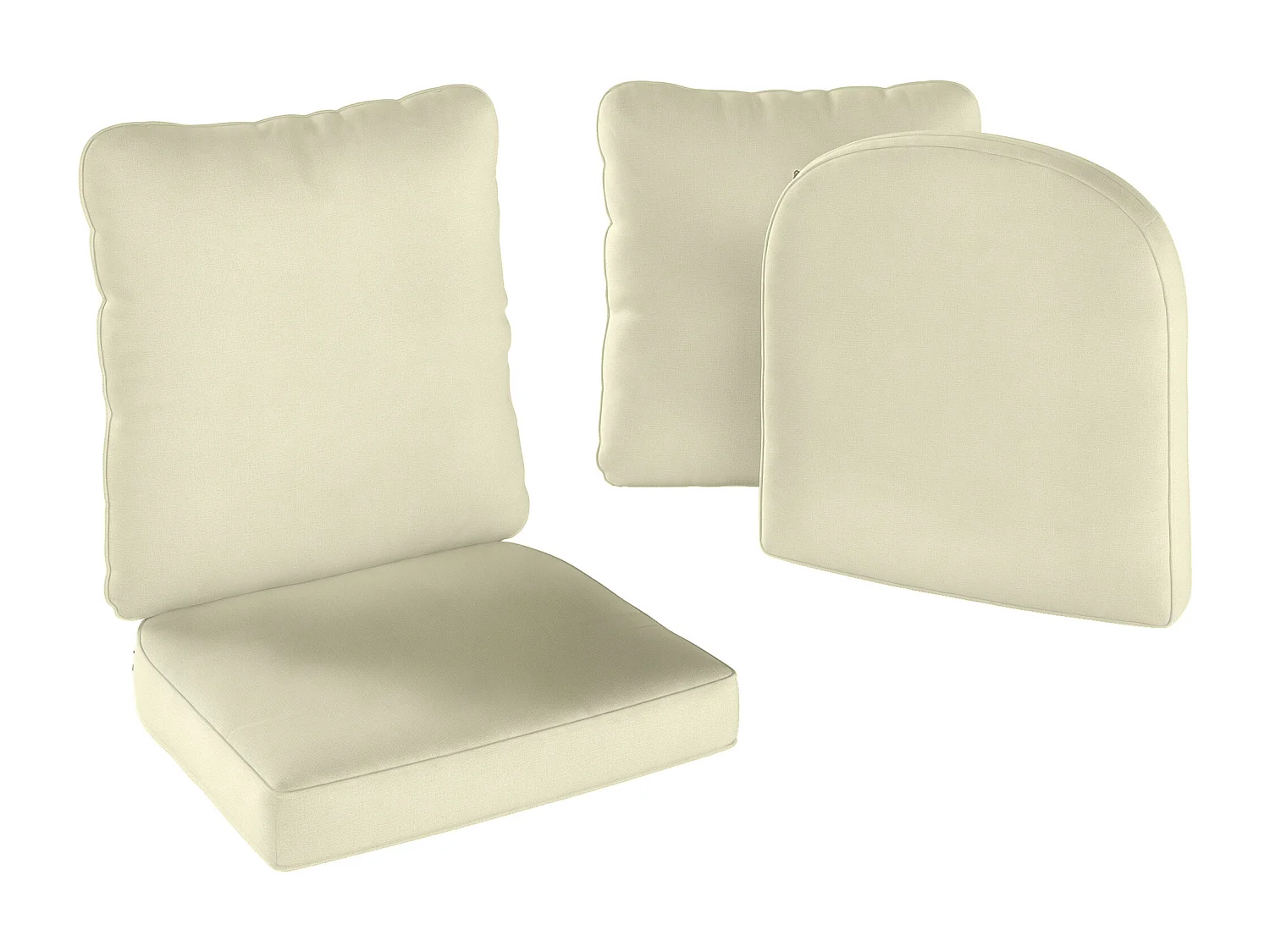 Lot de 2 coussins galettes assise dossier de chaises fauteuils de jardin polyester blanc cassé