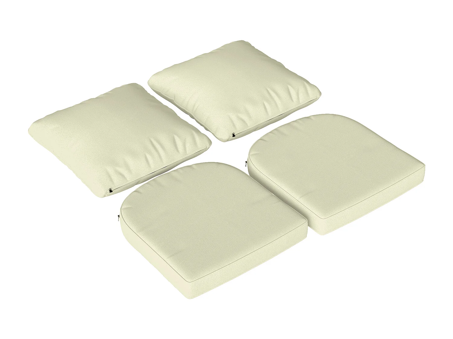 Lot de 2 coussins galettes assise dossier de chaises fauteuils de jardin polyester blanc cassé