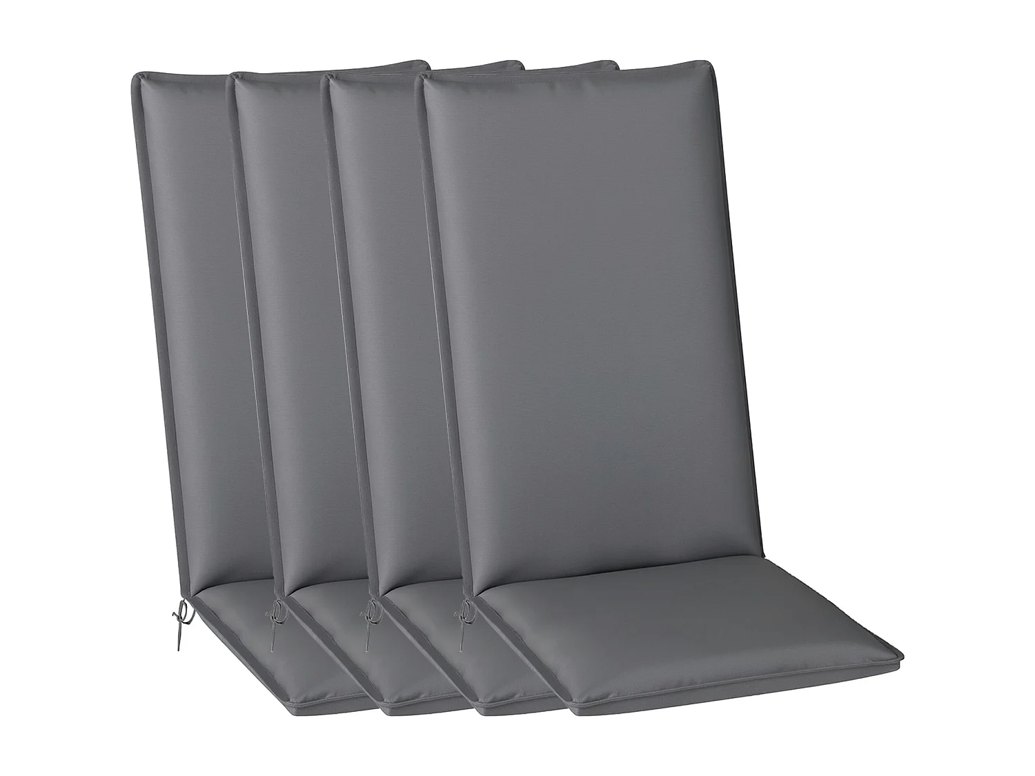 Lot de 4 coussins galettes assise dossier de chaises fauteuils de jardin polyester gris