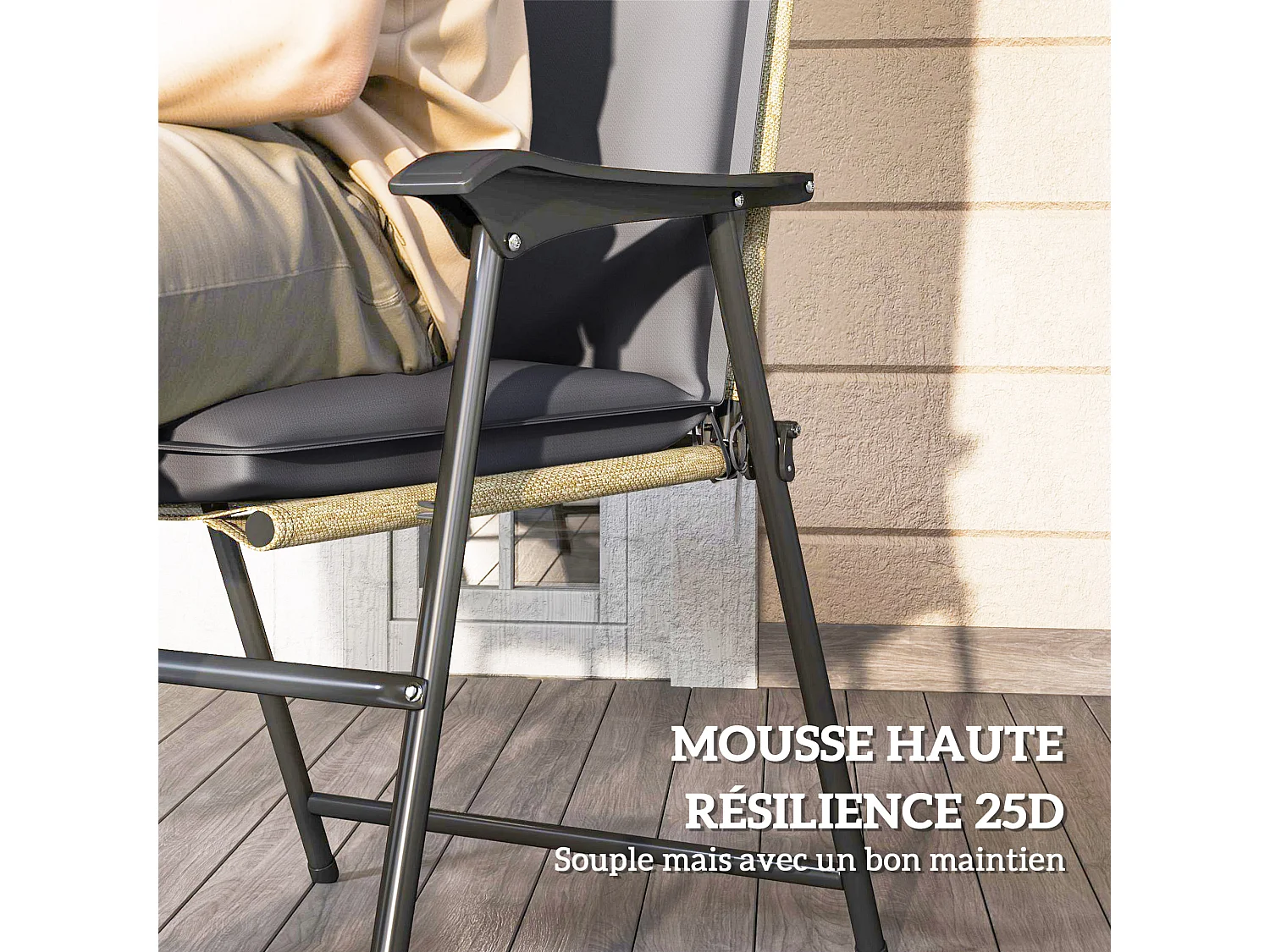 Lot de 4 coussins galettes assise dossier de chaises fauteuils de jardin polyester gris