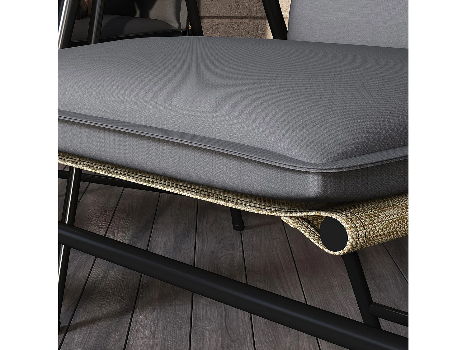 Lot de 4 coussins galettes assise dossier de chaises fauteuils de jardin polyester gris