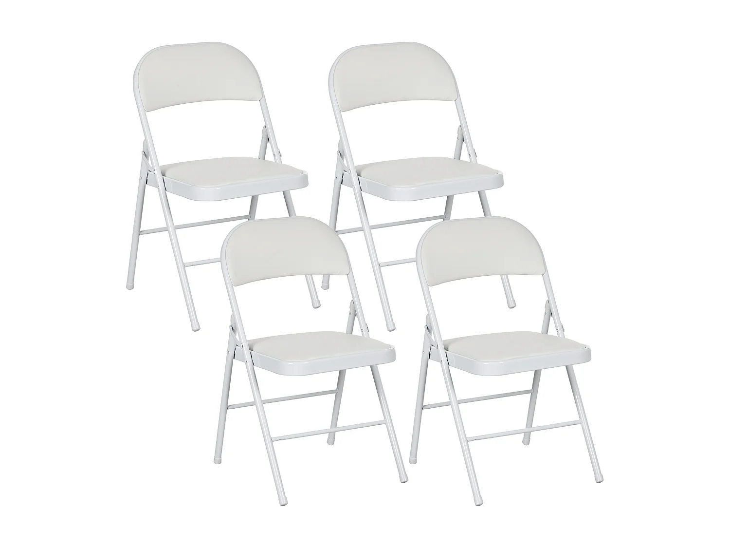Lot de 4 chaises pliantes assise dossier rembourrés acier synthétique blanc