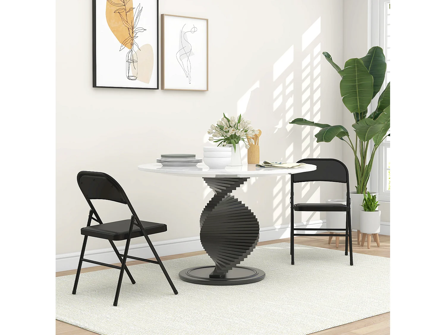 Lot de 2 chaises pliantes assise dossier rembourrés acier synthétique noir