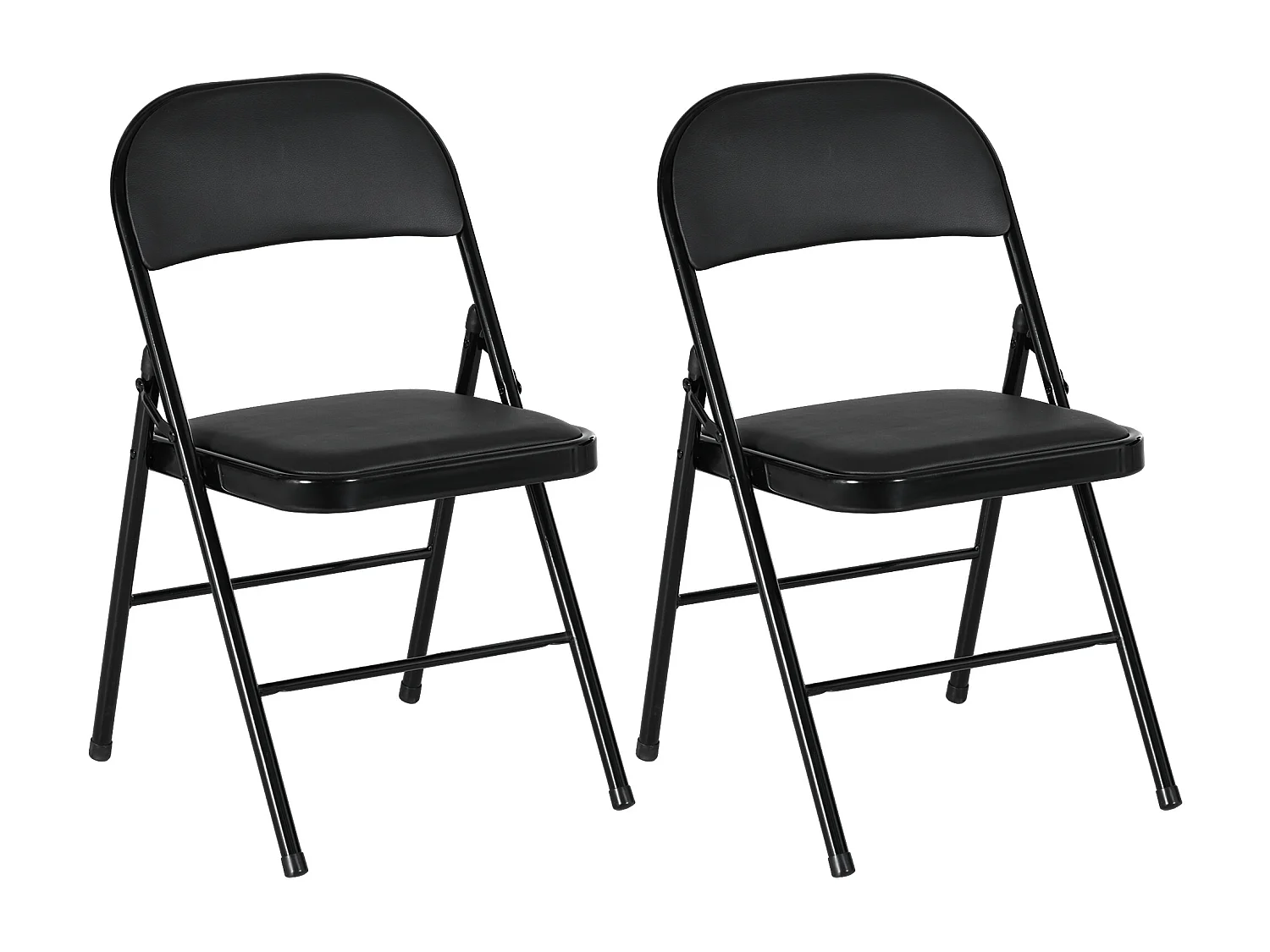 Lot de 2 chaises pliantes assise dossier rembourrés acier synthétique noir