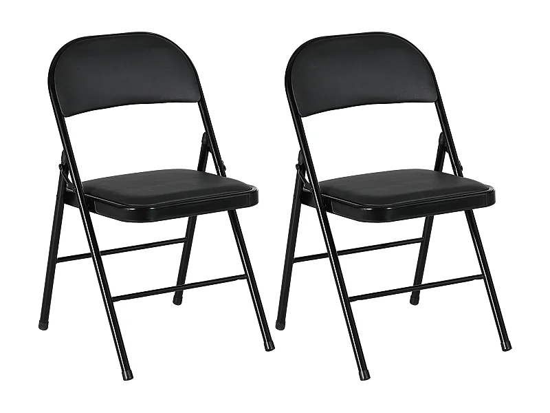 Lot de 2 chaises pliantes assise dossier rembourrés acier synthétique noir